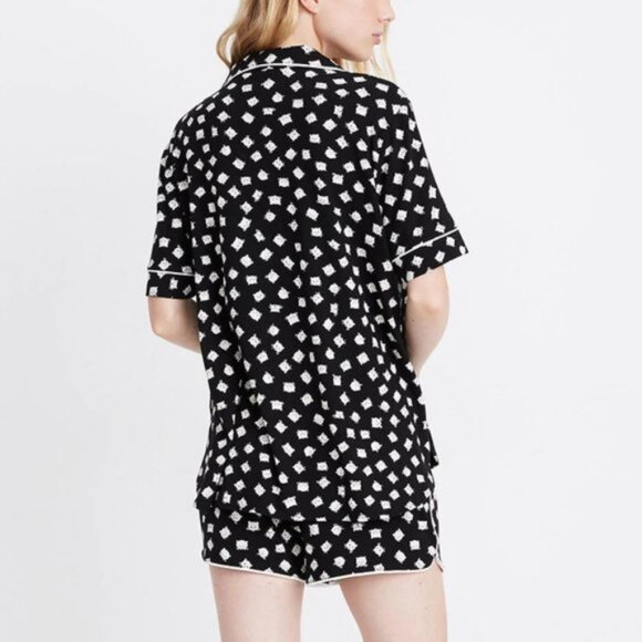 Madewell B/W Knit Bedtime Cat Person Pajamas Set M - Picture 4 of 7